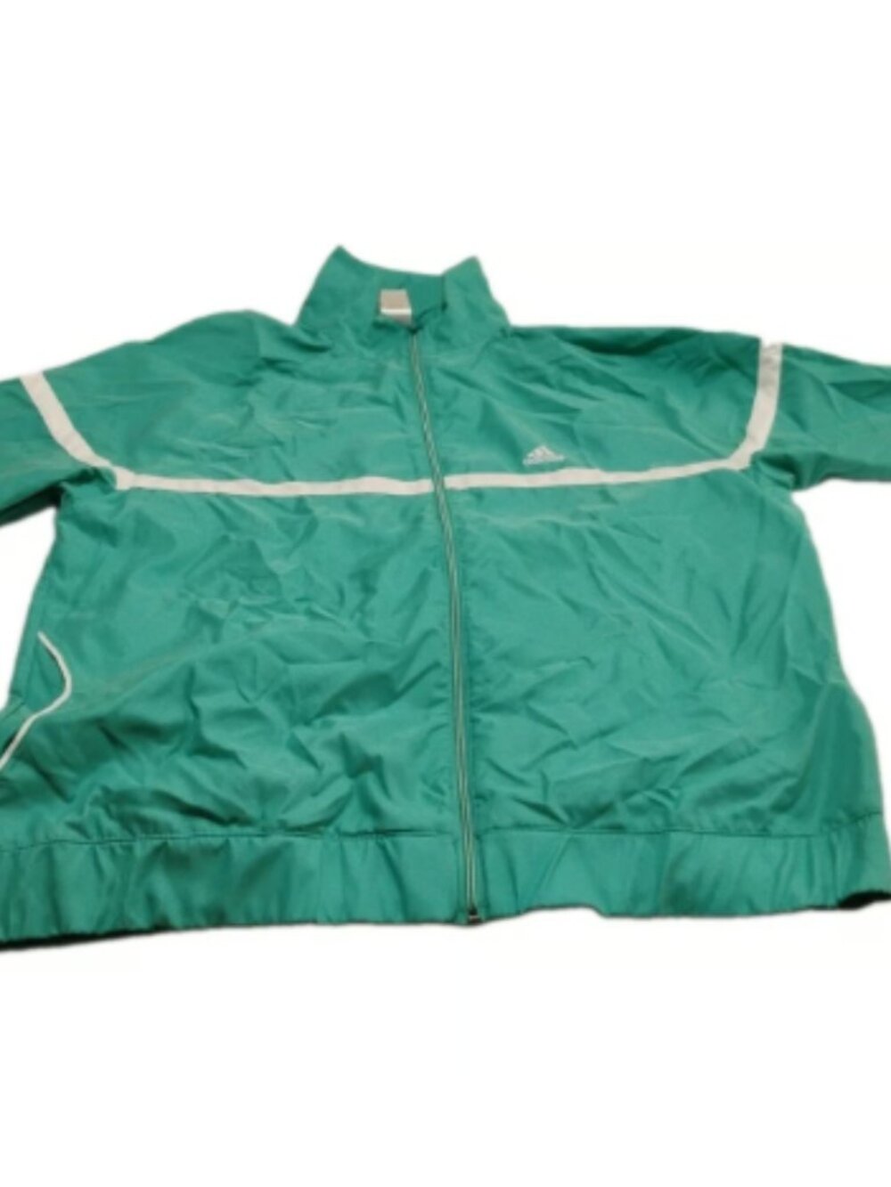 Adidas Teal White Stripe Women's XL Windbreaker Zip Up Jacket